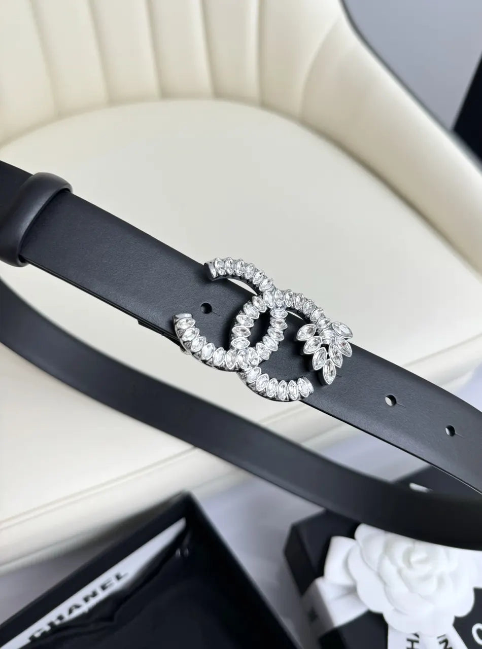 Chanel Rhinestone Leather Belt - Hình 4