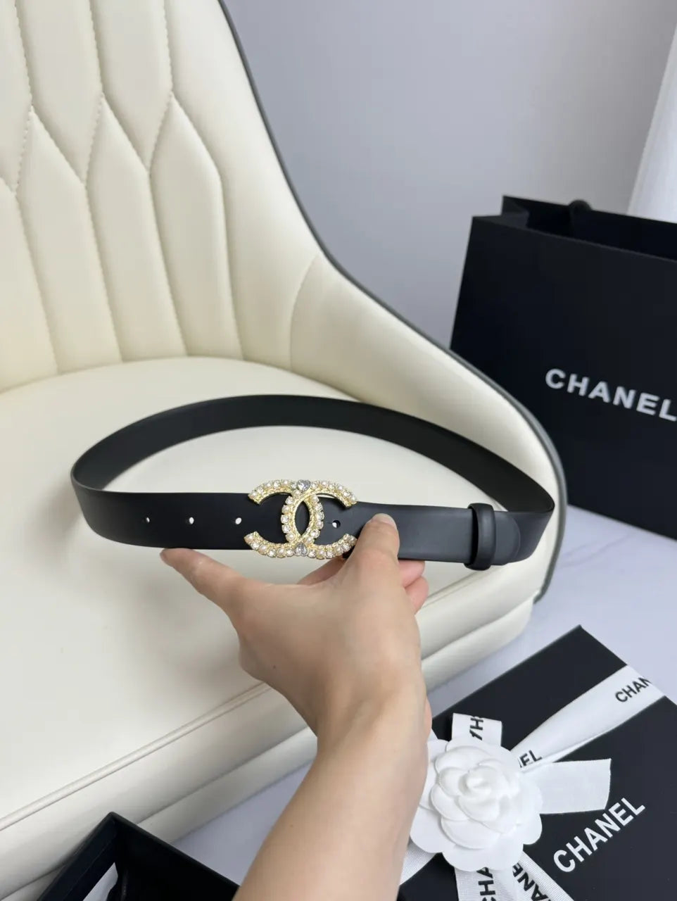 Chanel Rhinestone CC Belt - Hình 8