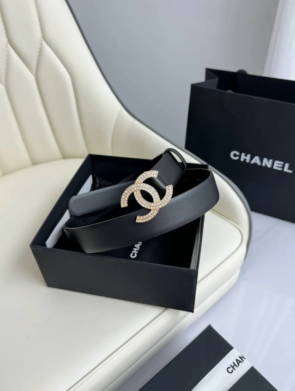 Chanel Crystal CC Black Belt