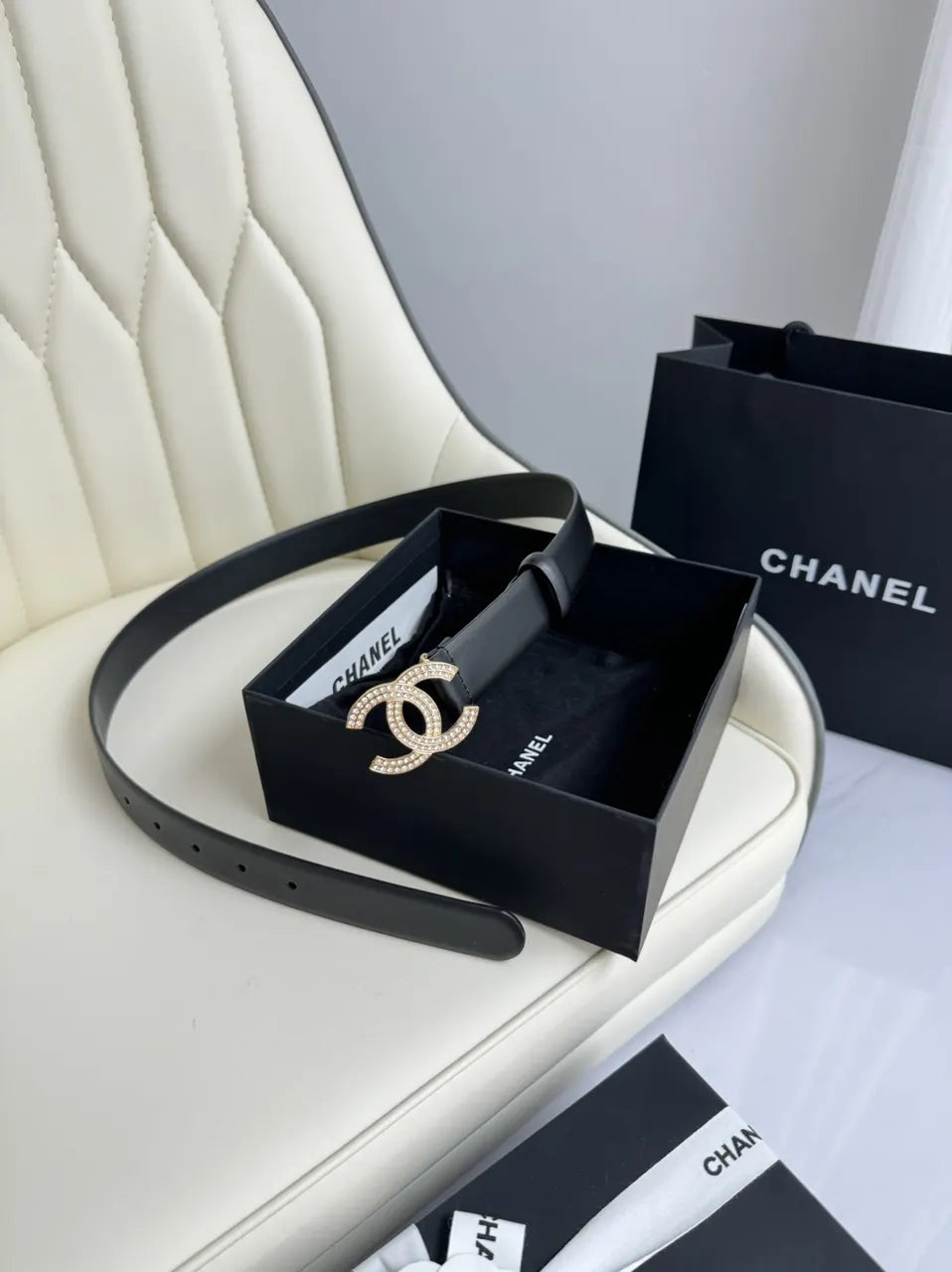 Chanel Crystal CC Black Belt - Hình 2