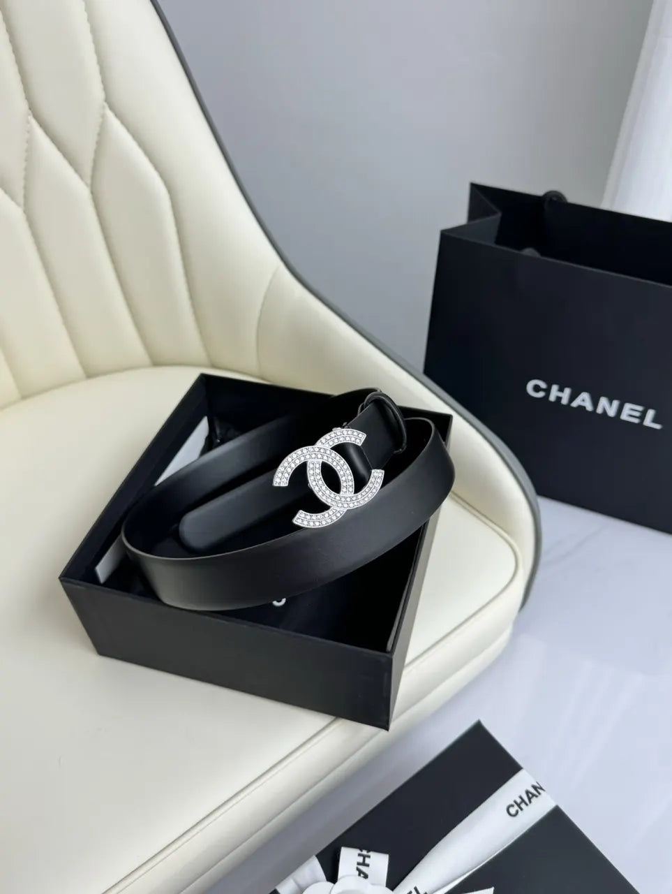 Chanel Crystal CC Leather Belt