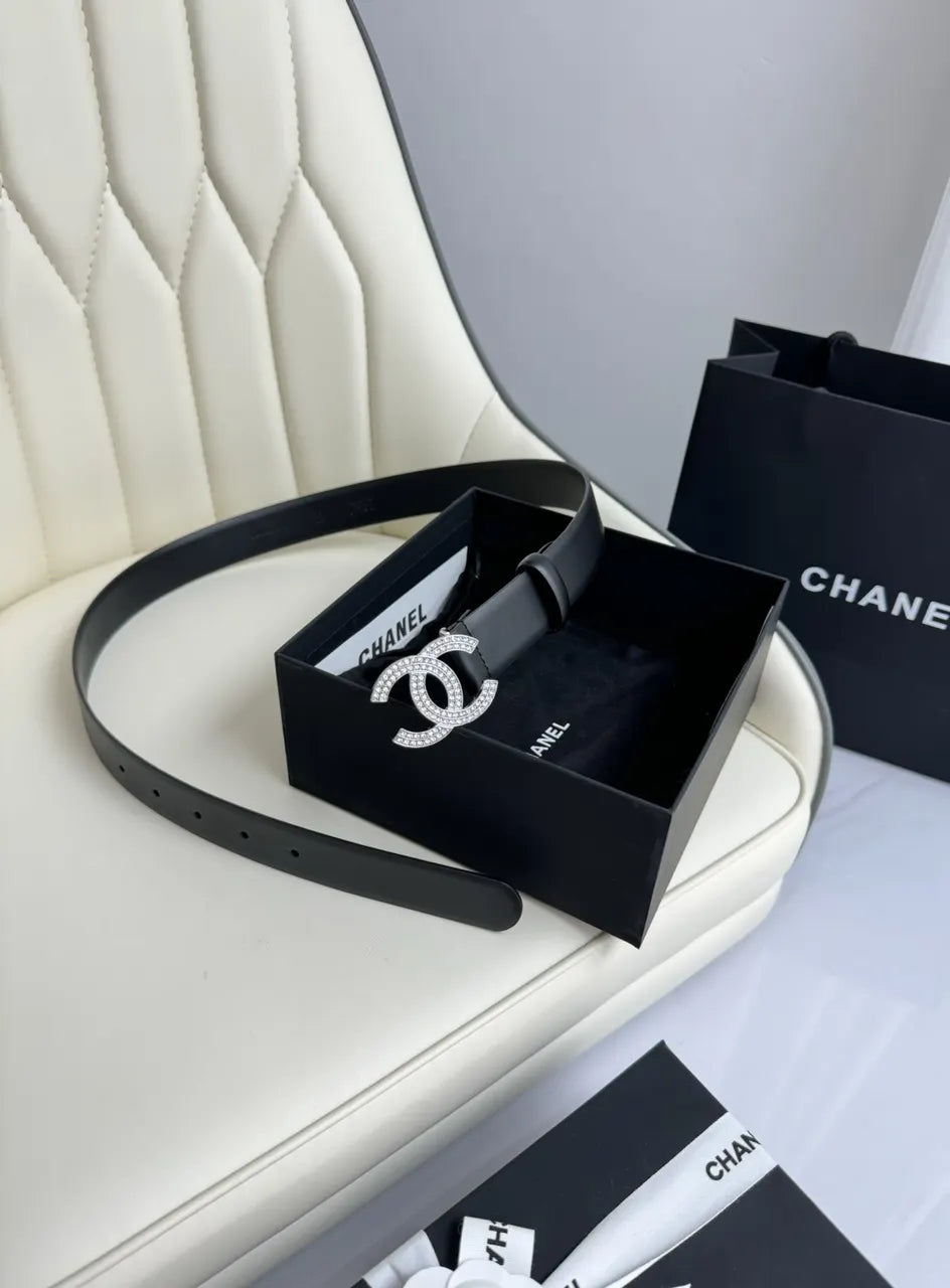 Chanel Crystal CC Leather Belt - Hình 2