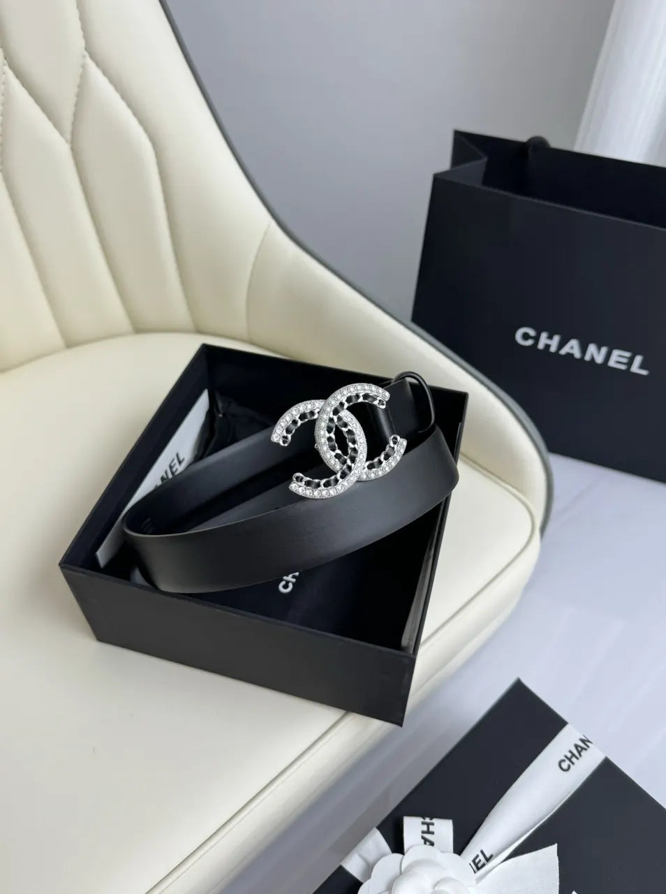 Chanel Crystal CC Black Belt