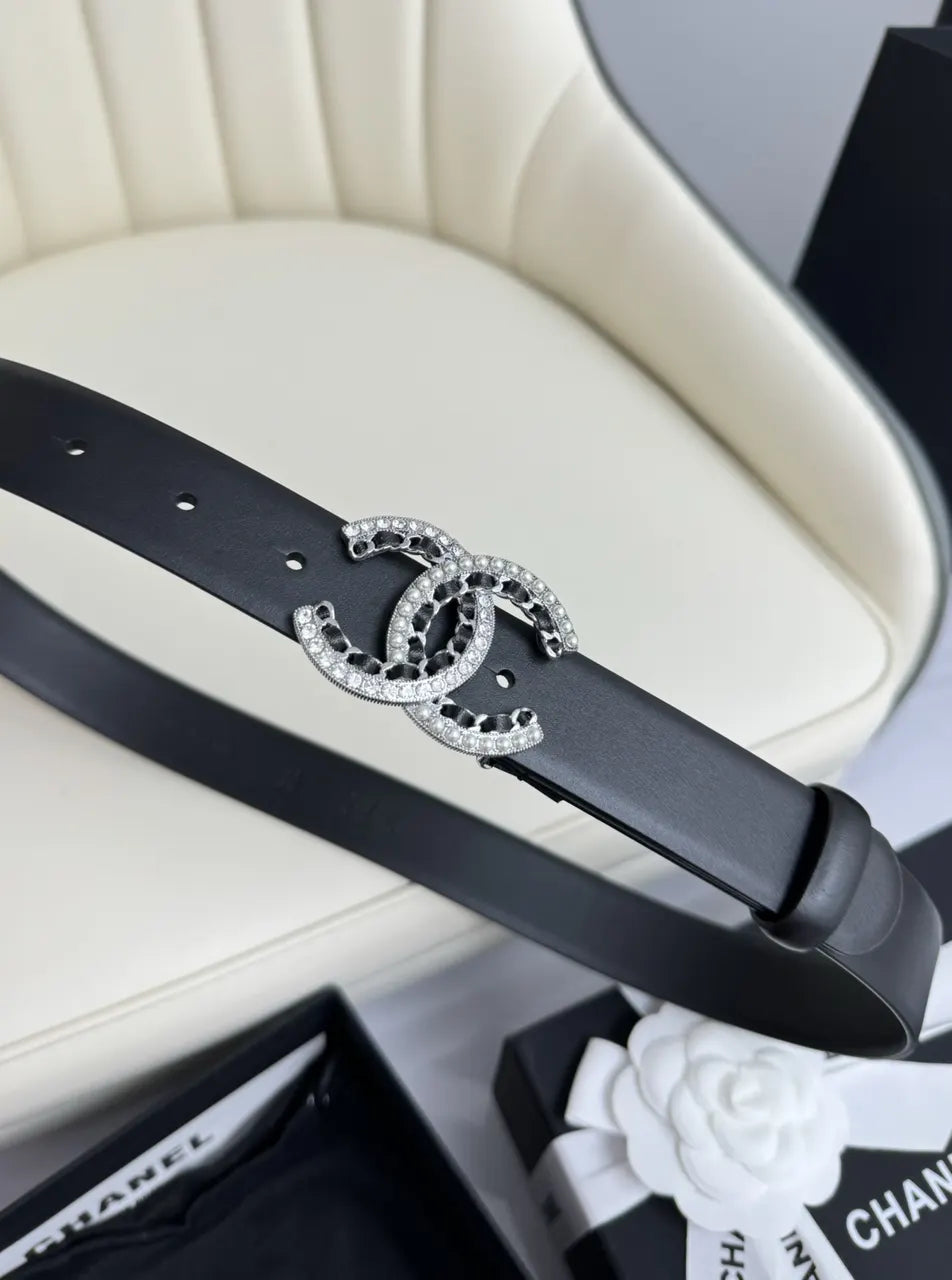 Chanel Crystal CC Black Belt - Hình 5