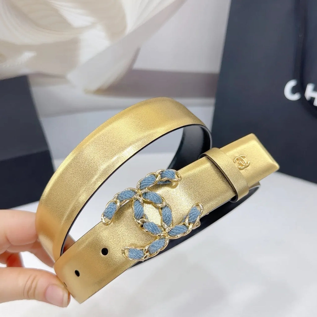 Chanel Gold Leather Belt - Hình 2