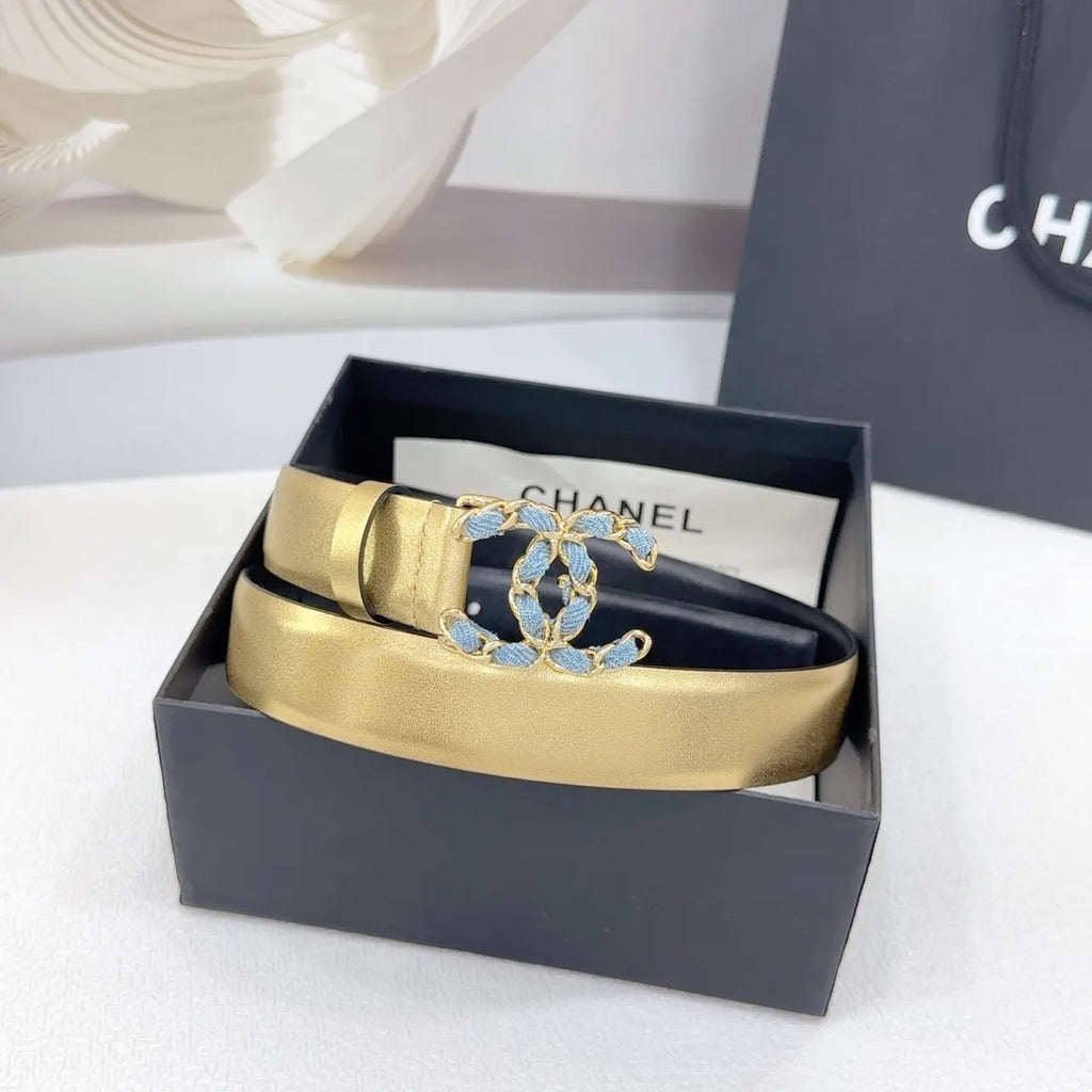 Chanel Gold Leather Belt - Hình 4