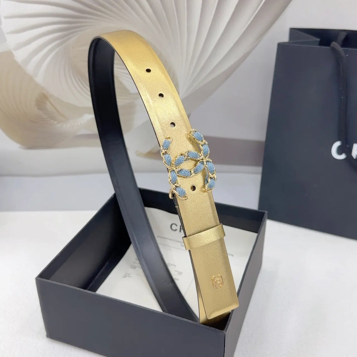 Chanel Gold Leather Belt - Hình 6