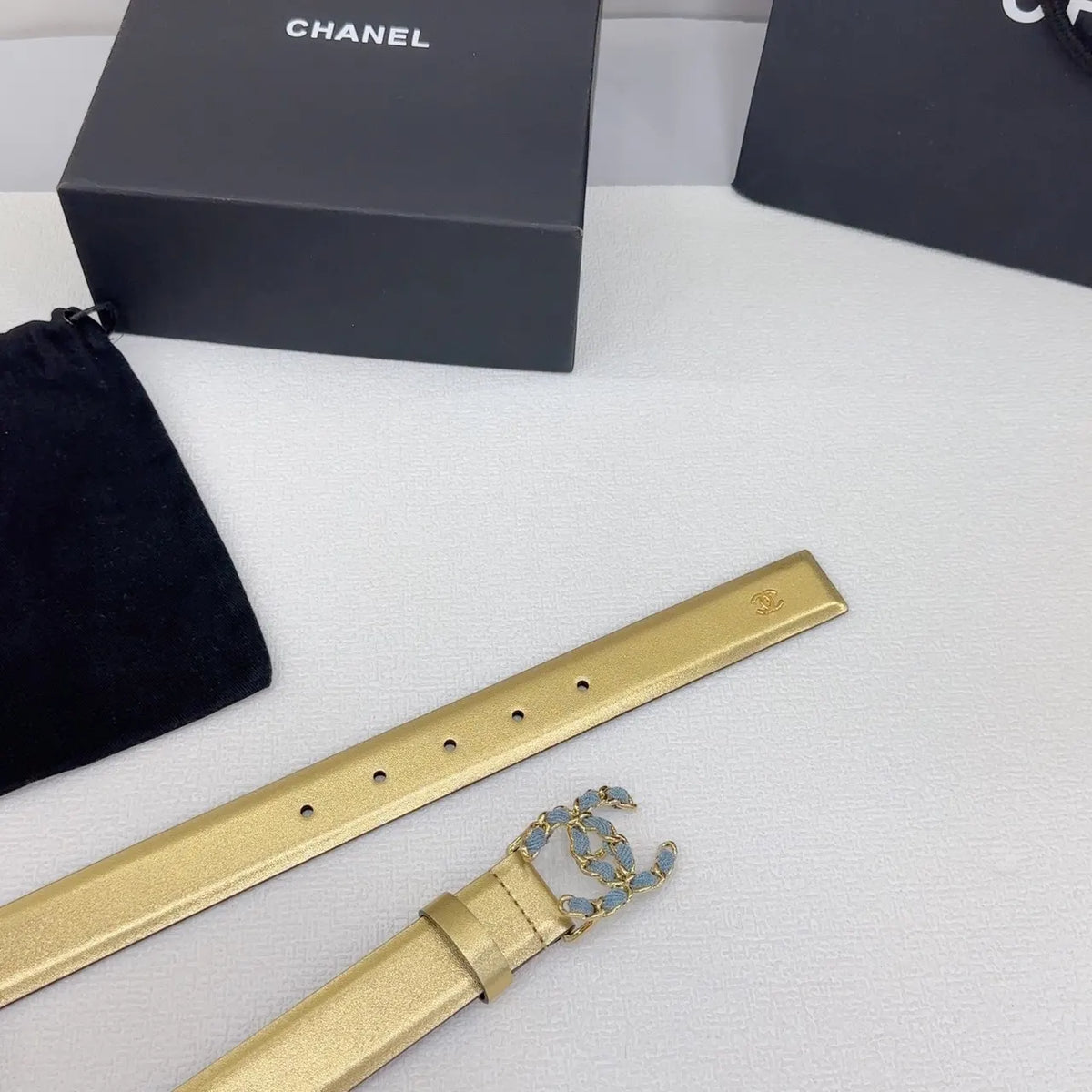 Chanel Gold Leather Belt - Hình 7