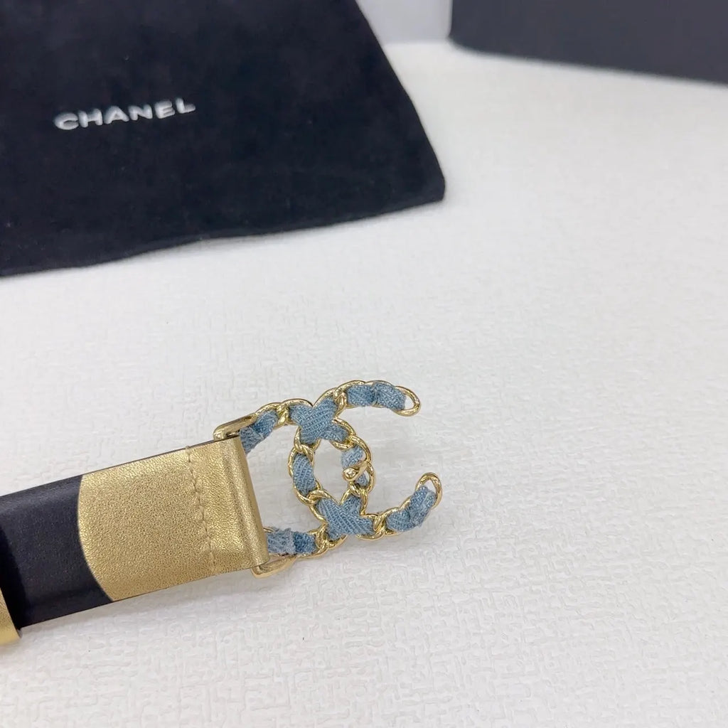 Chanel Gold Leather Belt - Hình 8