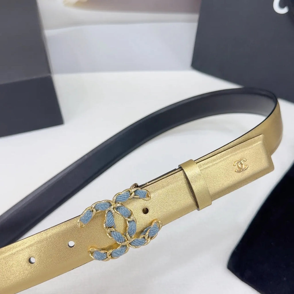 Chanel Gold Leather Belt - Hình 9