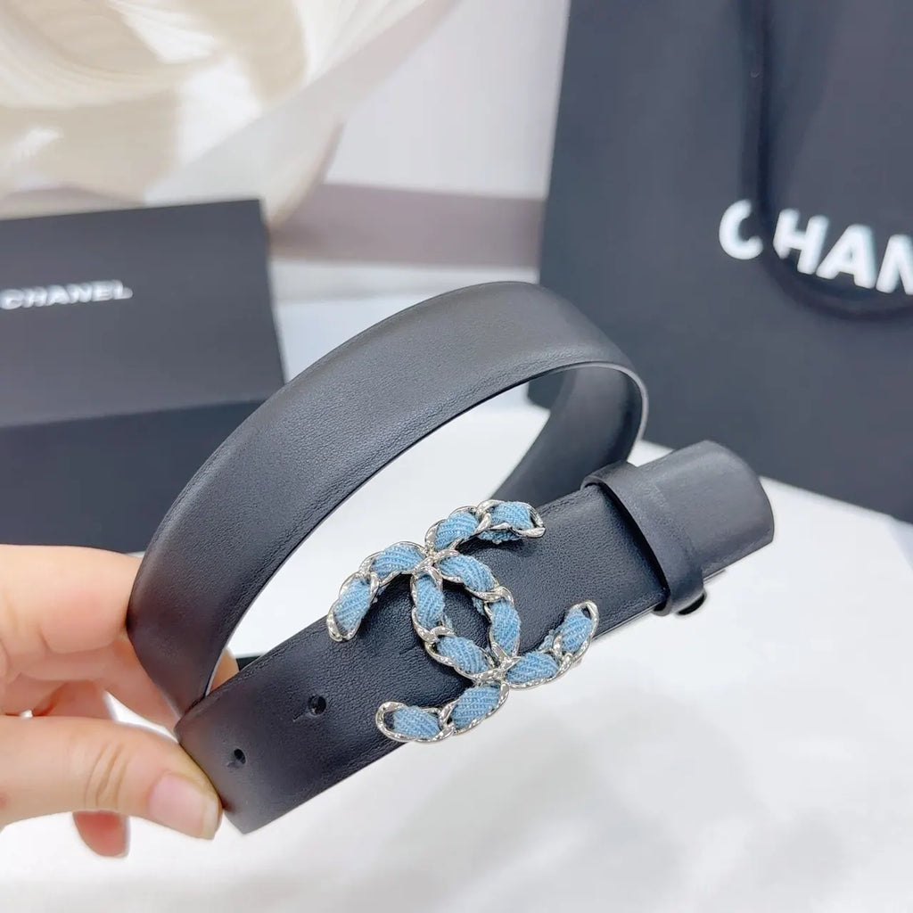 Chanel Denim CC Leather Belt - Hình 2