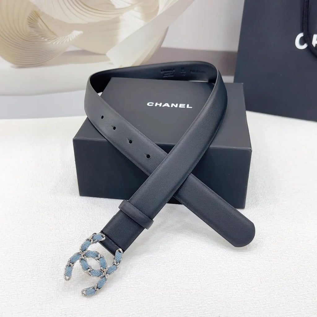 Chanel Denim CC Leather Belt - Hình 3