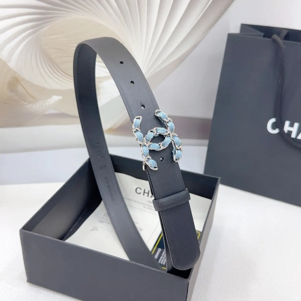 Chanel Denim CC Leather Belt - Hình 5