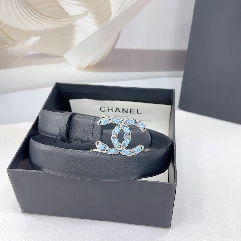 Chanel Denim CC Leather Belt - Hình 6