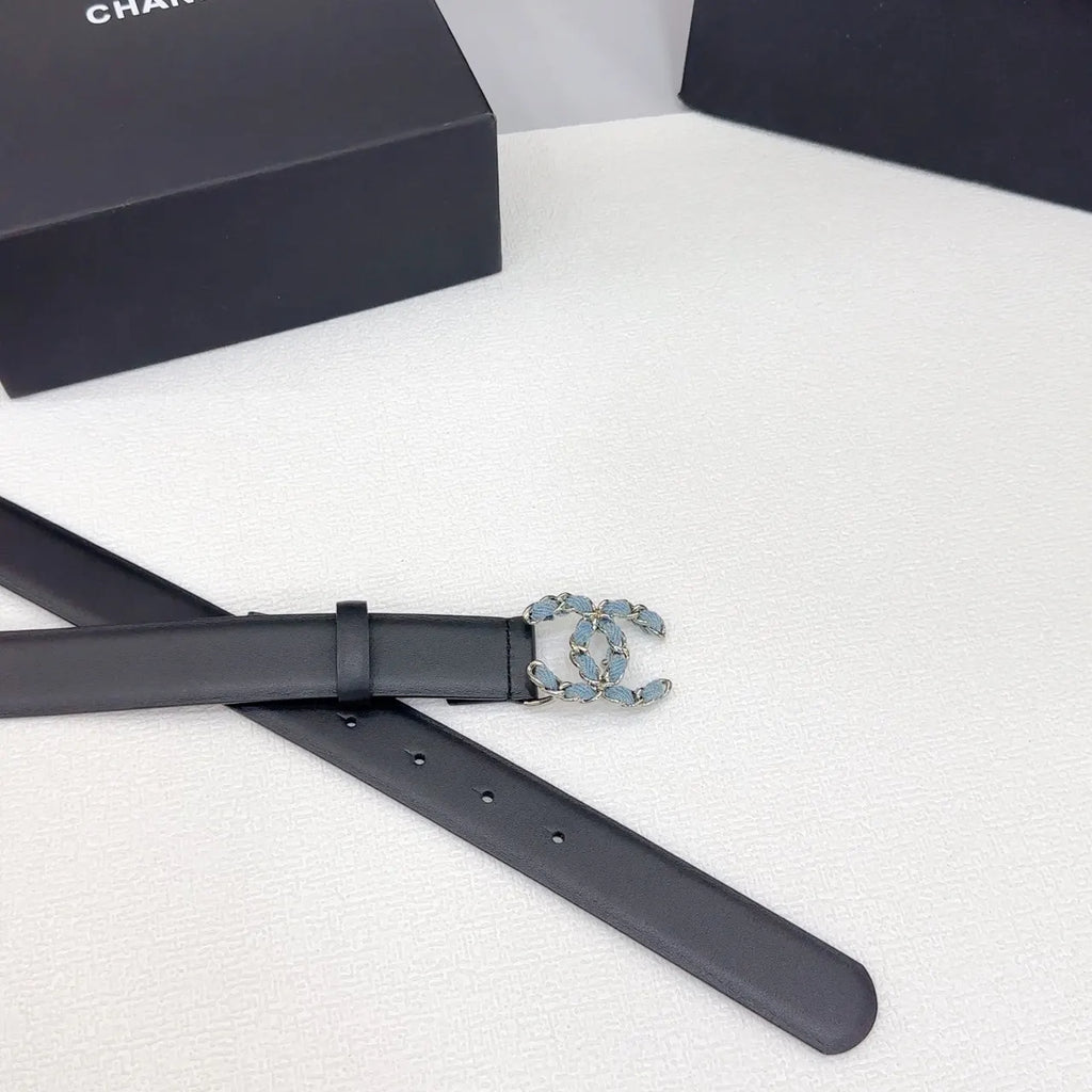 Chanel Denim CC Leather Belt - Hình 7