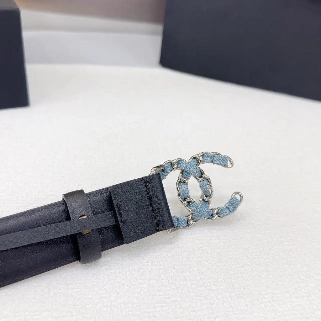 Chanel Denim CC Leather Belt - Hình 8