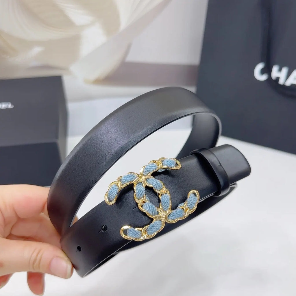 Chanel Denim CC Black Belt - Hình 2