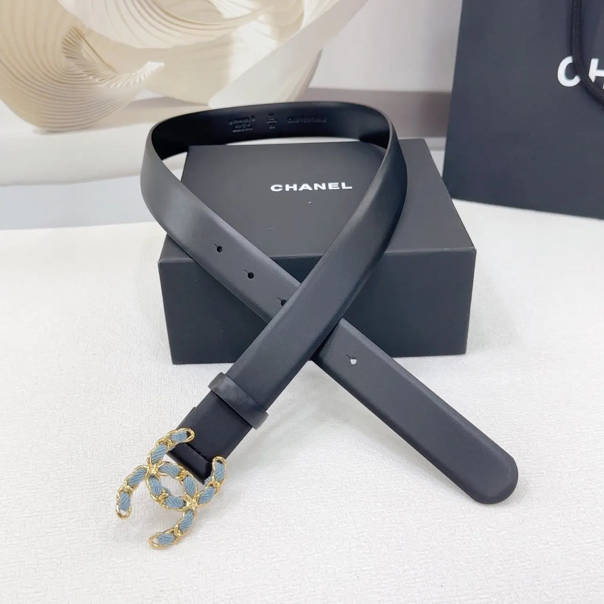 Chanel Denim CC Black Belt - Hình 3