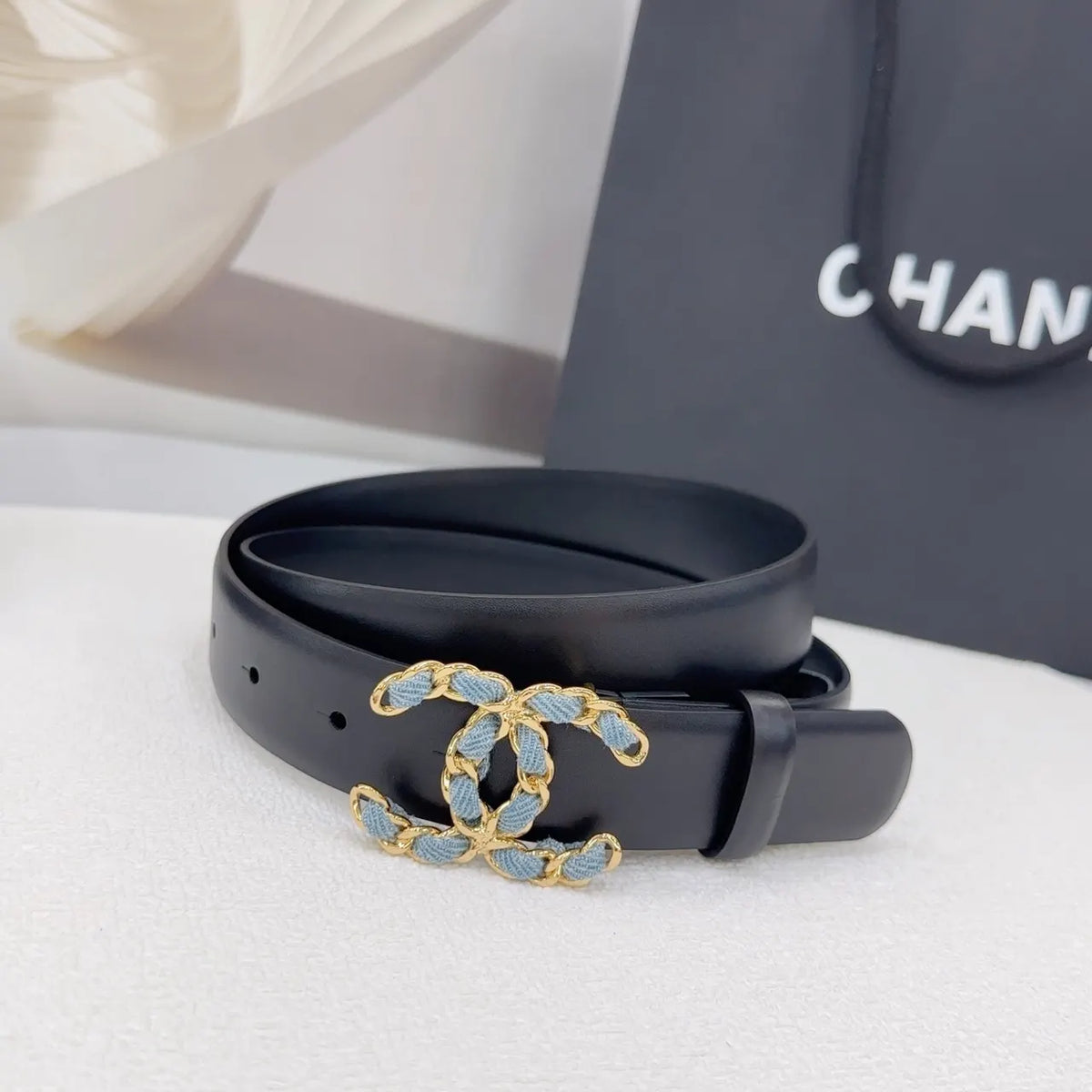 Chanel Denim CC Black Belt - Hình 4
