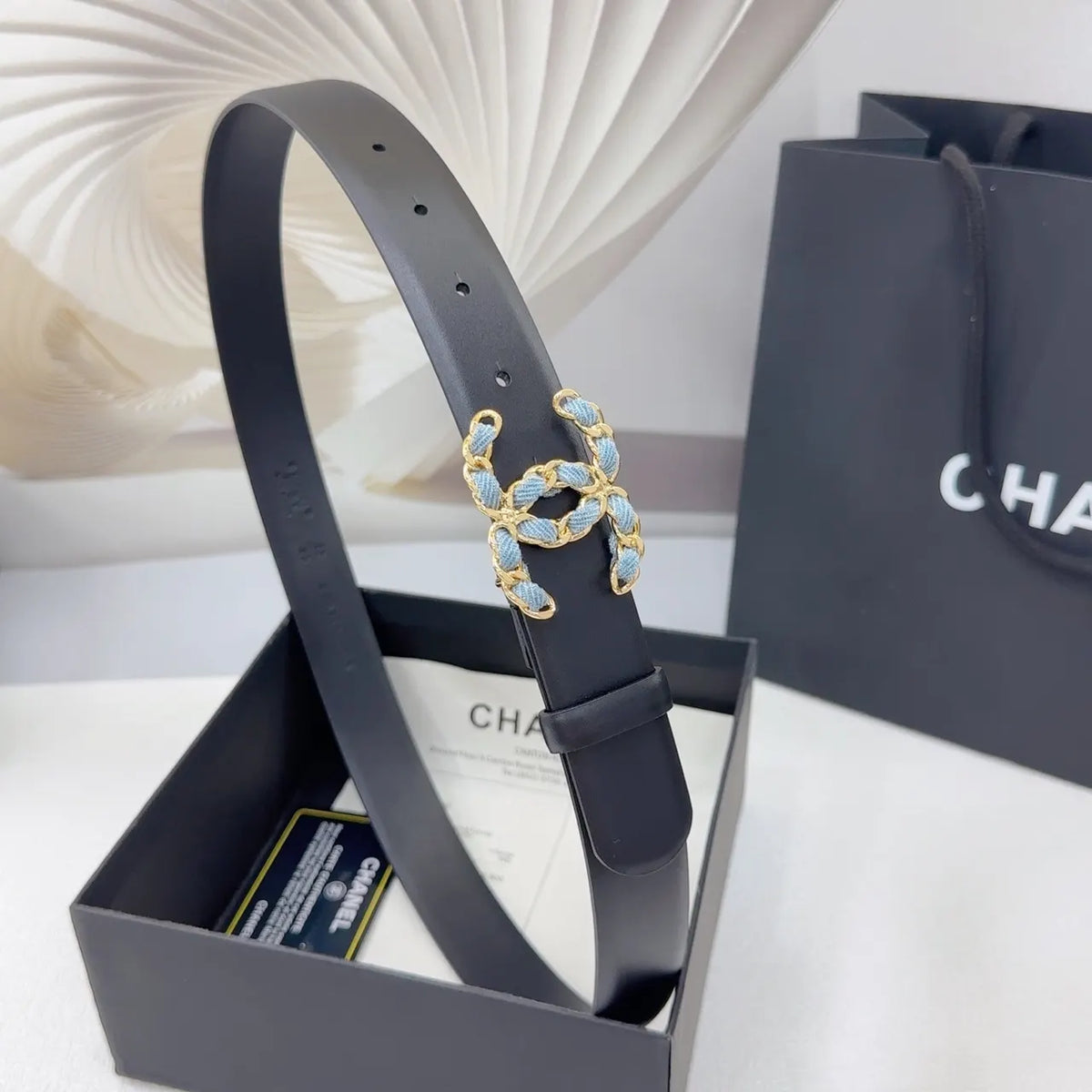 Chanel Denim CC Black Belt - Hình 5