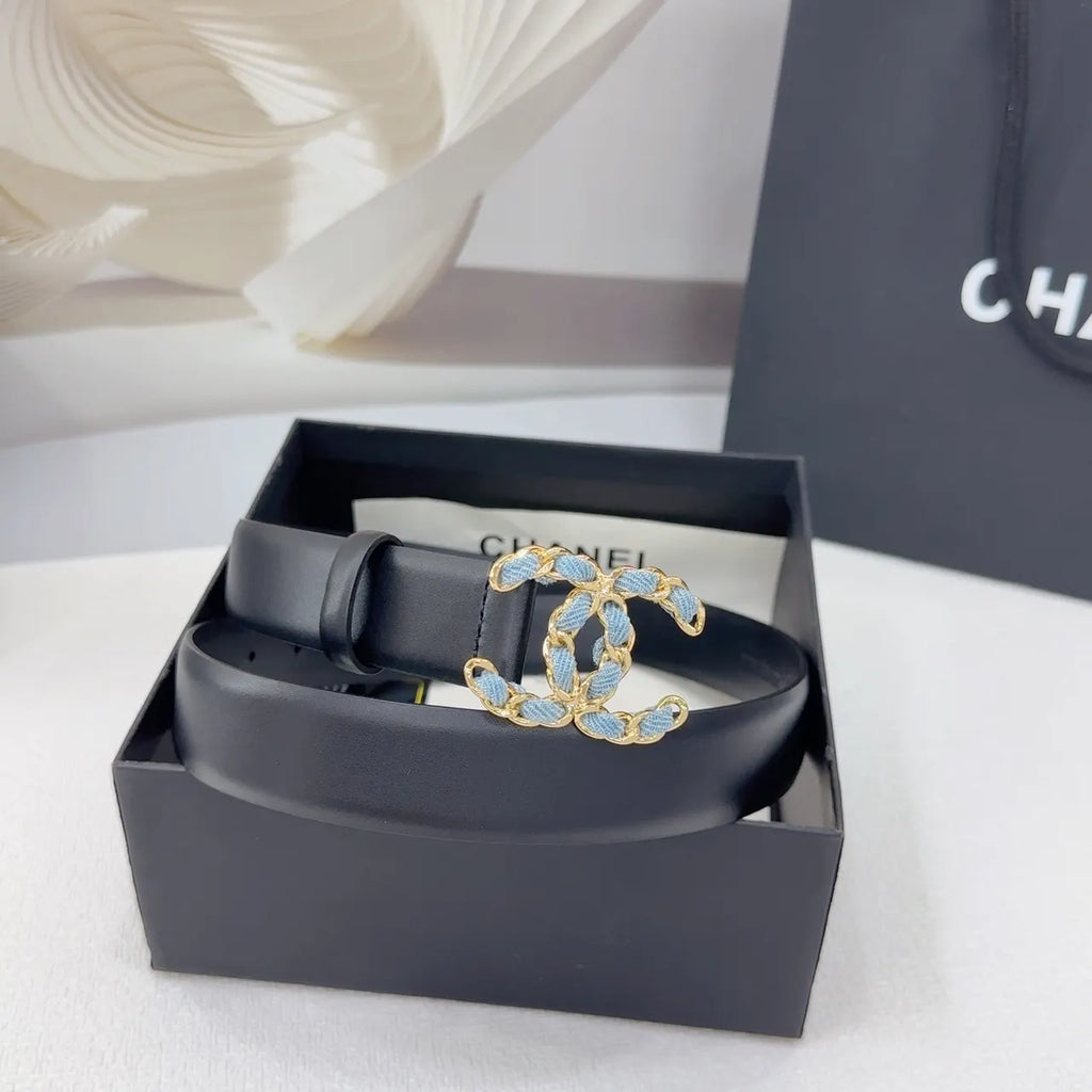 Chanel Denim CC Black Belt - Hình 6