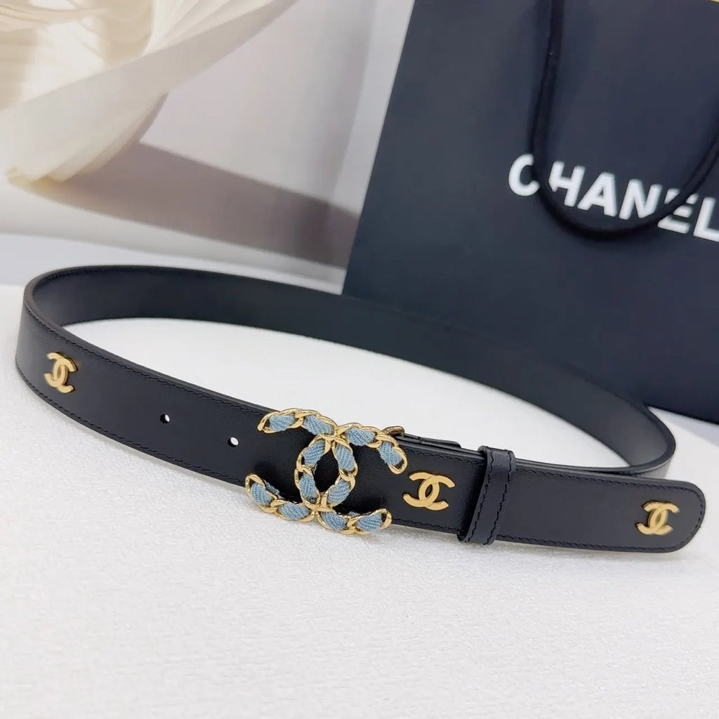 Chanel Black Leather Chain Belt