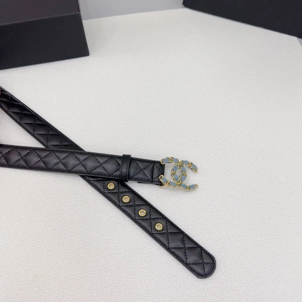Chanel Black Quilted Belt - Hình 6