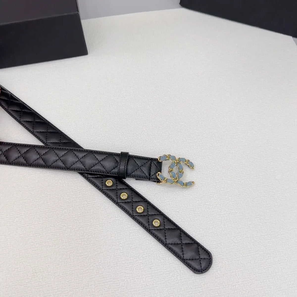 Chanel Black Quilted Belt - Hình 6