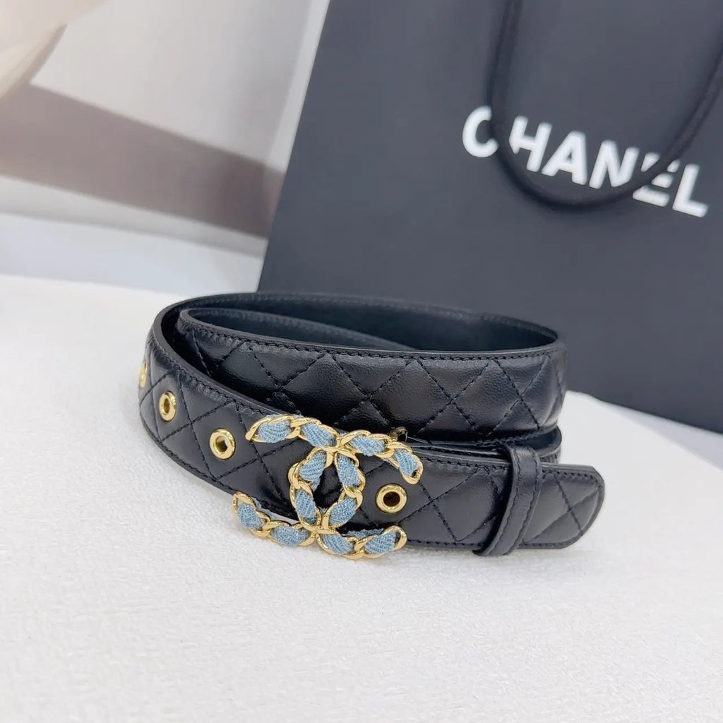 Chanel Black Quilted Belt - Hình 7