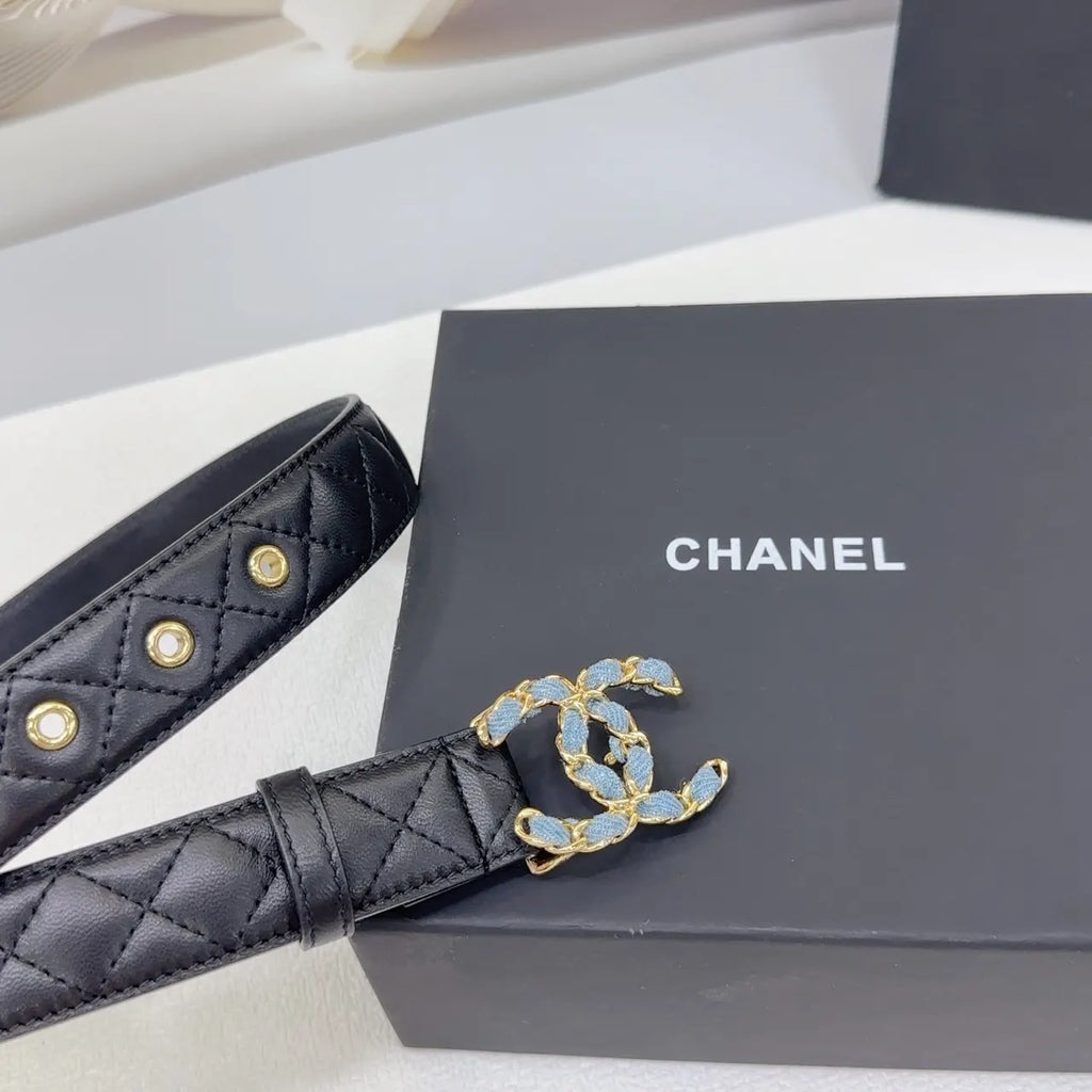 Chanel Black Quilted Belt - Hình 8