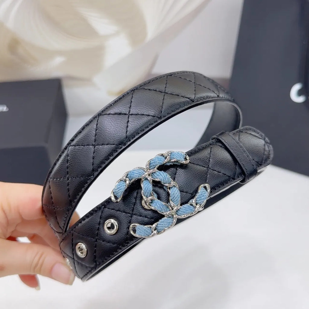 Chanel Black Quilted Belt - Hình 2