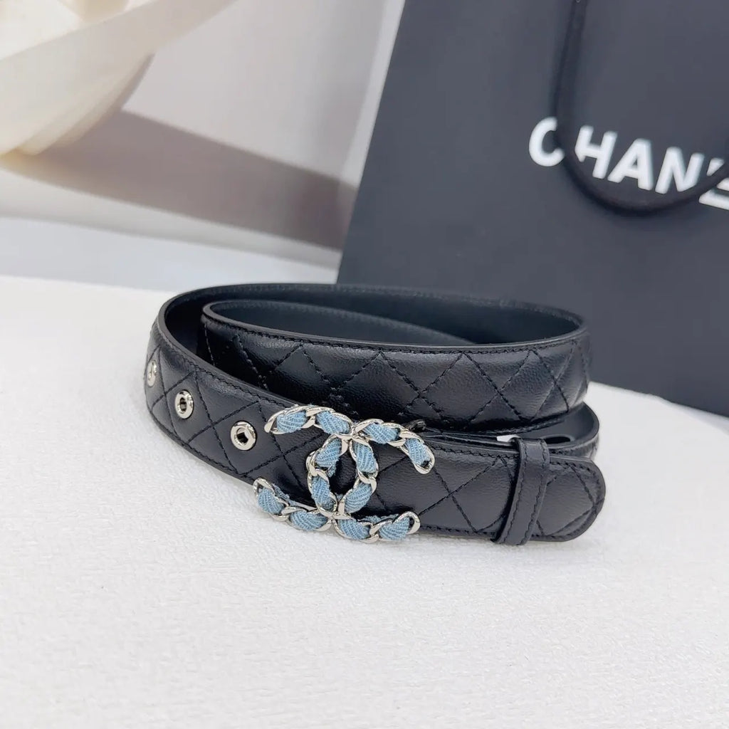 Chanel Black Quilted Belt - Hình 5