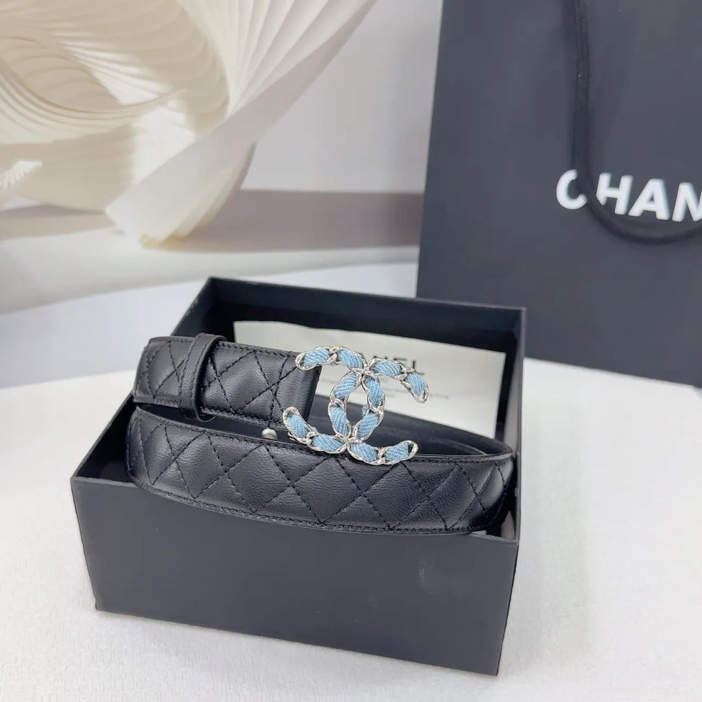 Chanel Black Quilted Belt - Hình 6