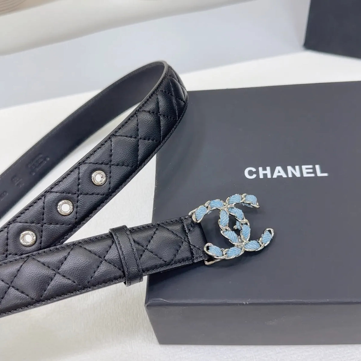 Chanel Black Quilted Belt - Hình 7