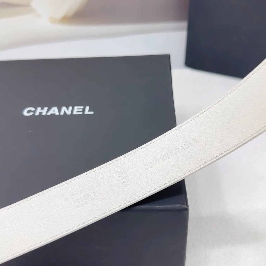 Chanel White Denim CC Belt - Hình 9