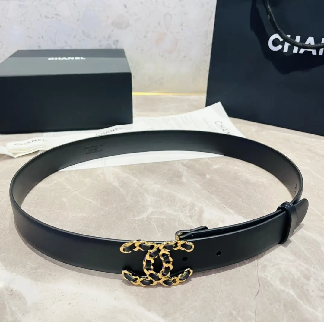 Chanel Black Leather Belt
