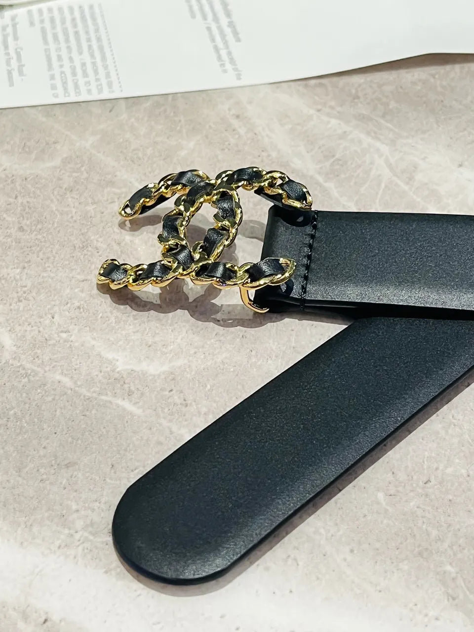 Chanel Black Leather Belt - Hình 4