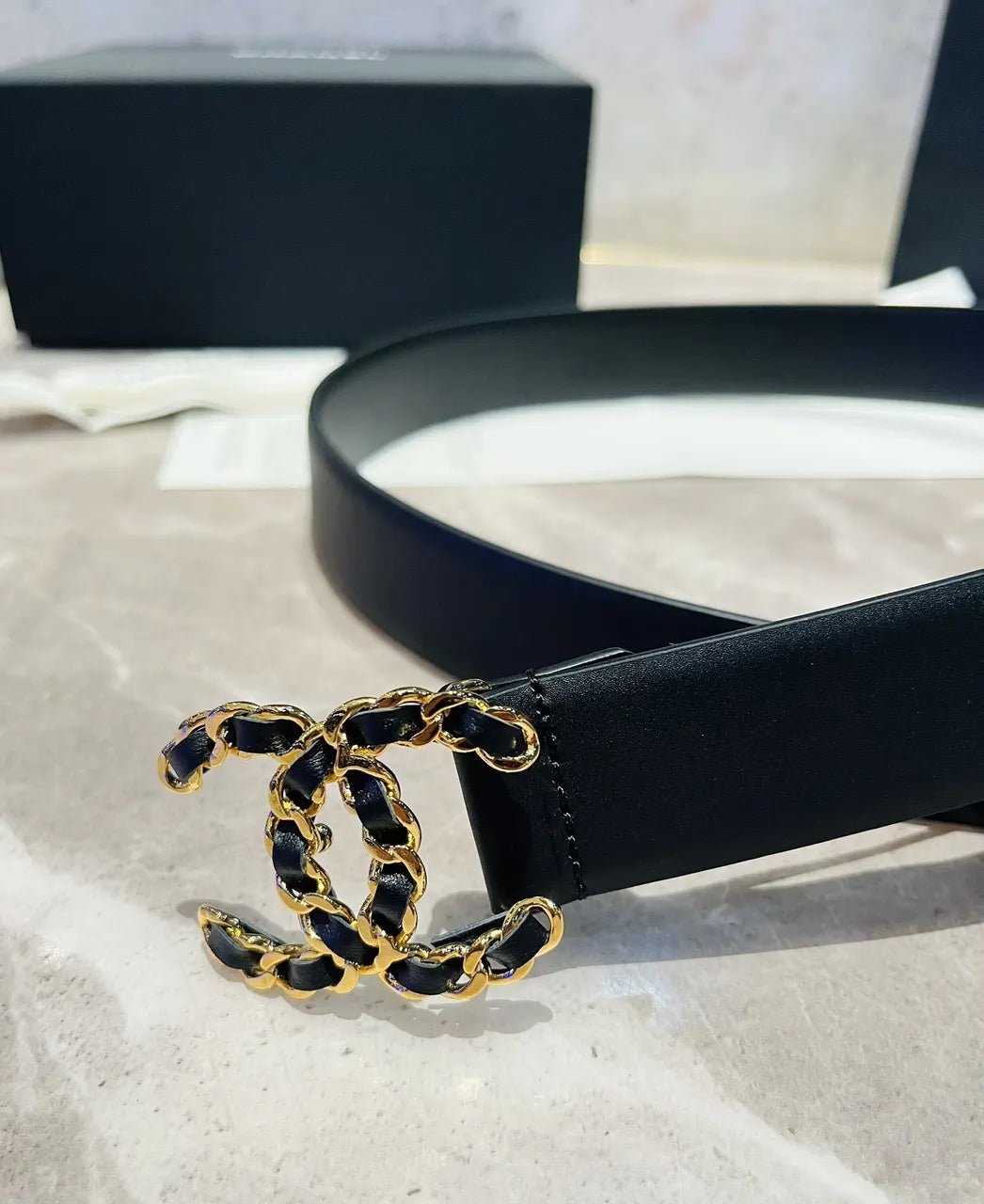 Chanel Black Leather Belt - Hình 5