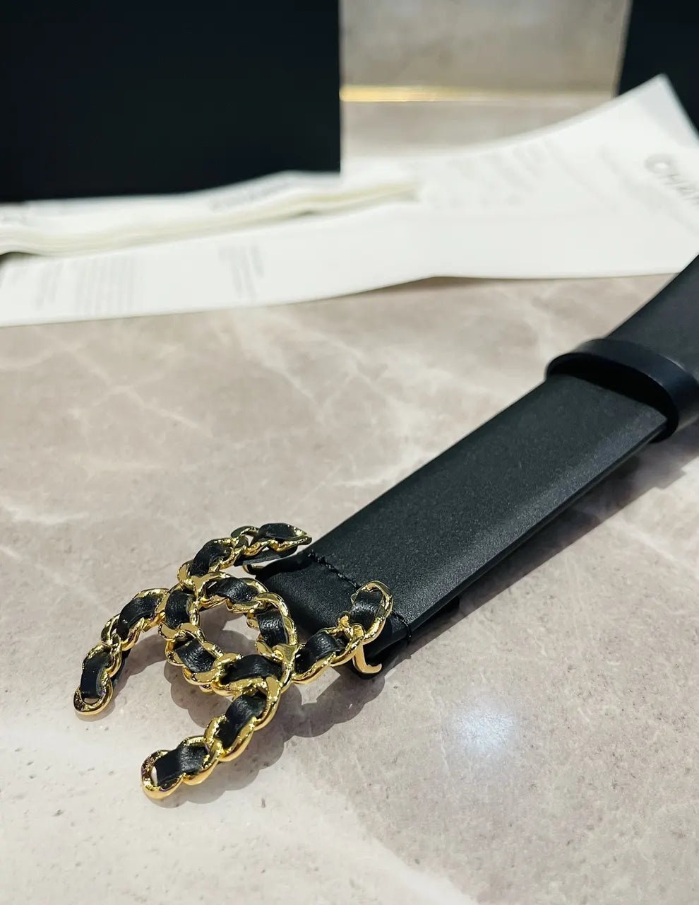 Chanel Black Leather Belt - Hình 7