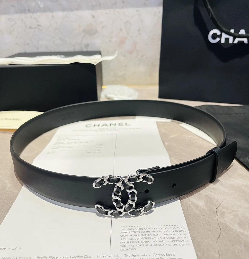 Chanel Black Leather Belt