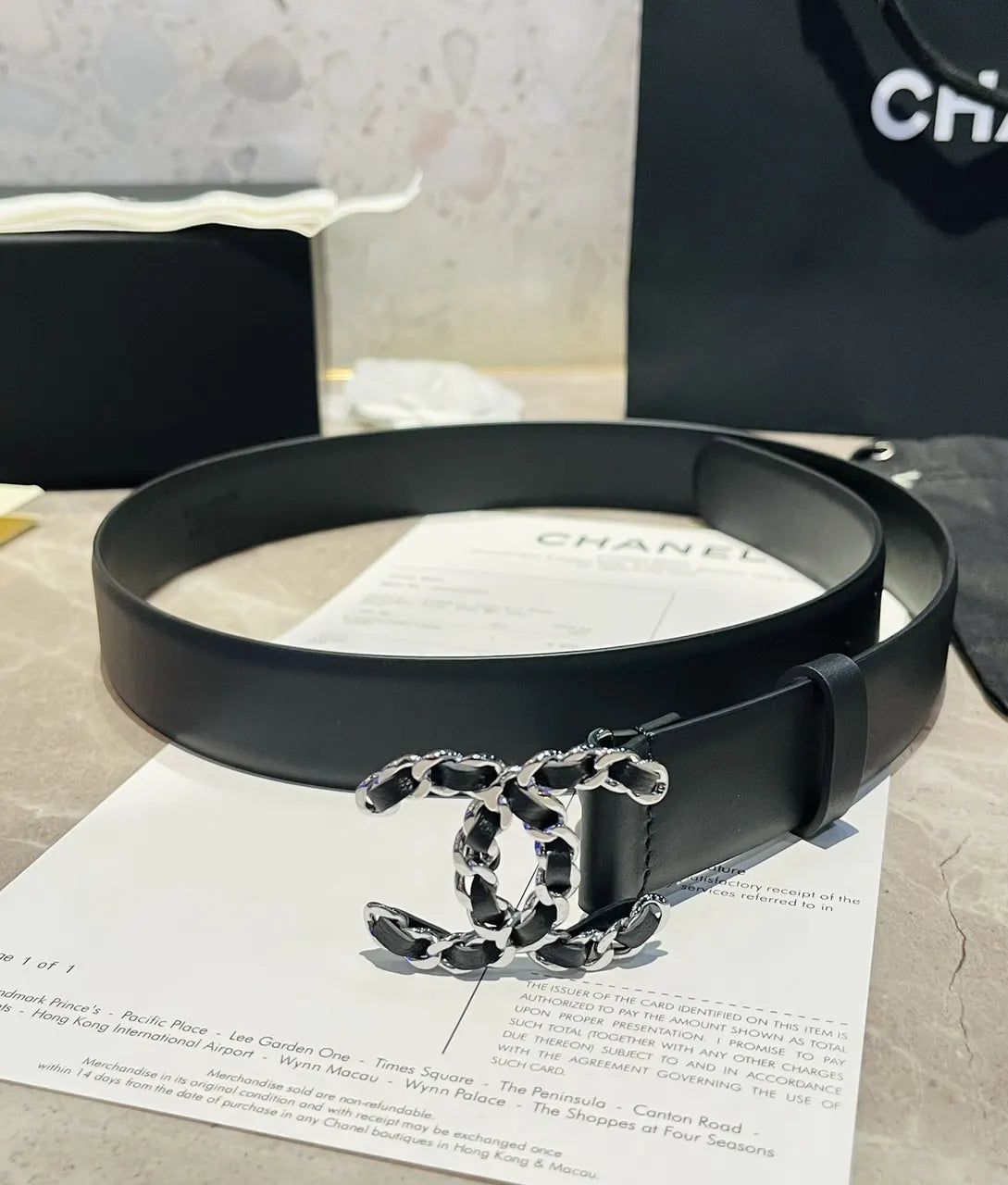 Chanel Black Leather Belt - Hình 4