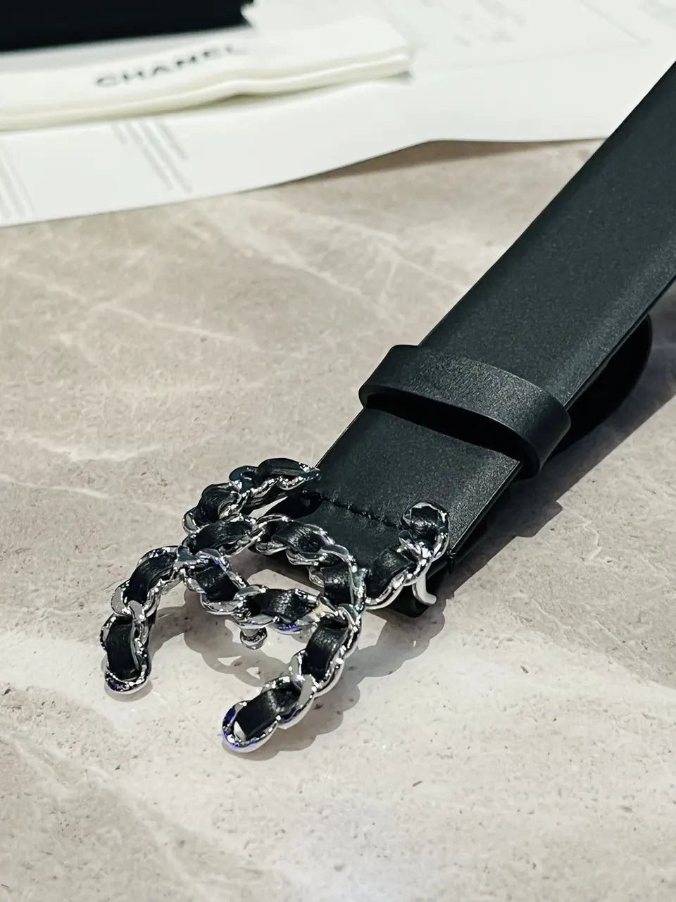 Chanel Black Leather Belt - Hình 6