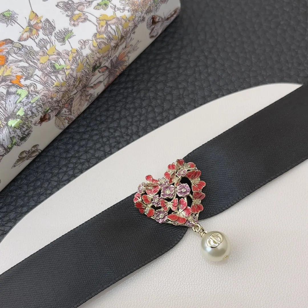 Dior Black Ribbon Heart Choker - Hình 4