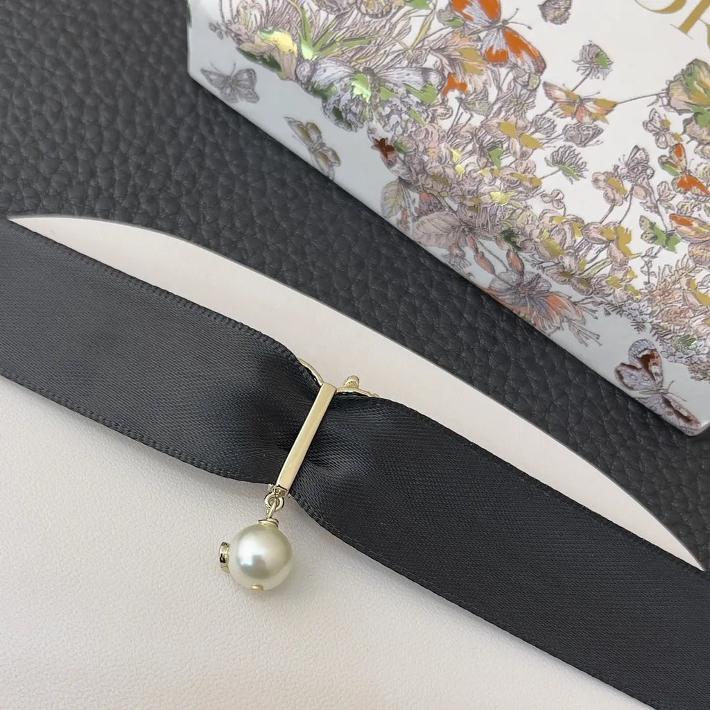 Dior Black Ribbon Heart Choker - Hình 5