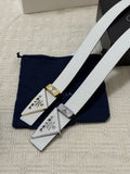 Prada Premium Leather Belt with Iconic Triangle Buckle