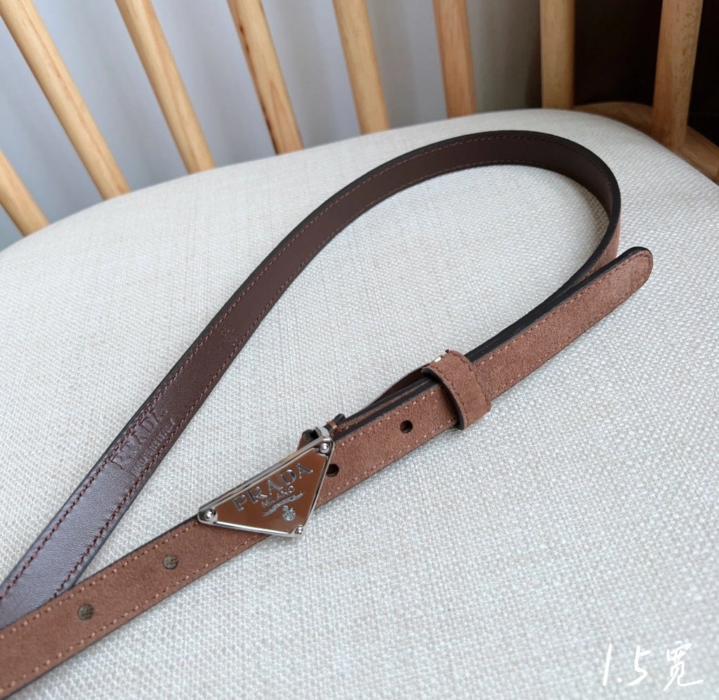 Prada Premium Leather Belt with Iconic Triangle Buckle - Hình 5