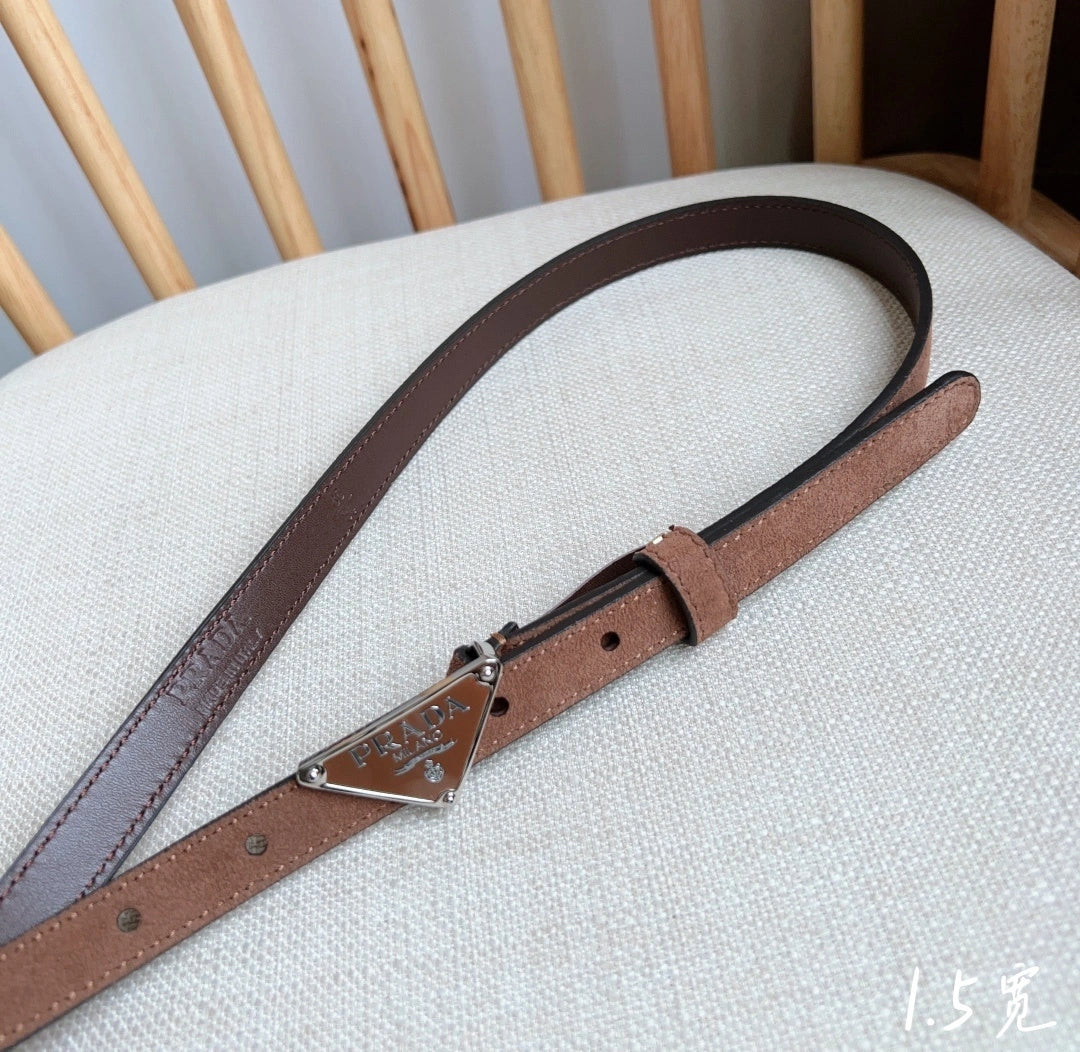 Prada Premium Leather Belt with Iconic Triangle Buckle - Hình 5