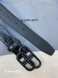 Balenciaga BB Croc-Embossed Leather Belt