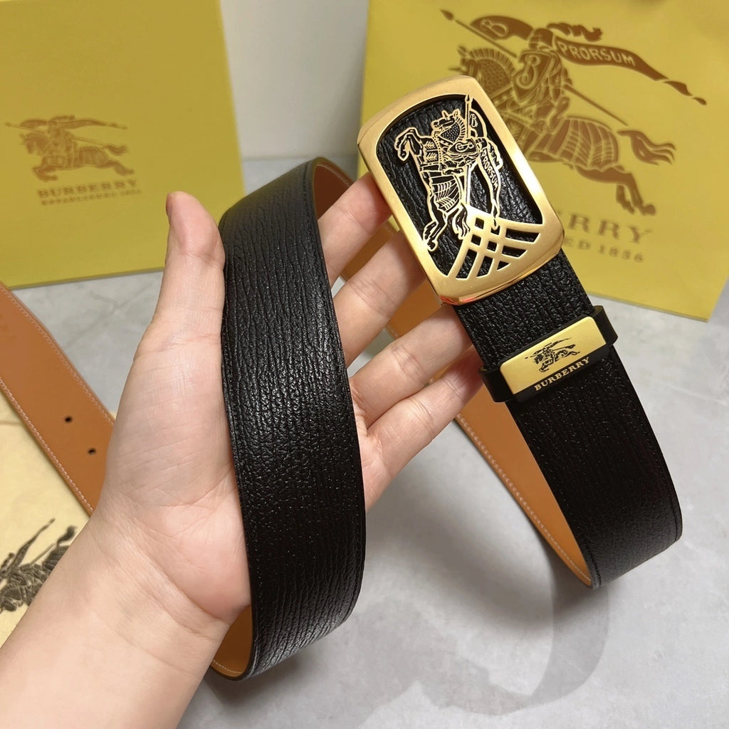 Burberry Premium Leather Belt with Gold Buckle - Hình 3