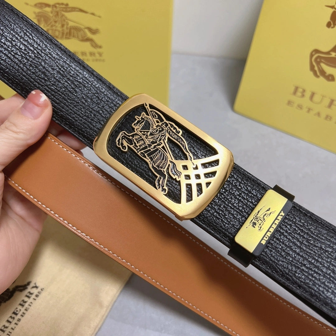 Burberry Premium Leather Belt with Gold Buckle - Hình 5